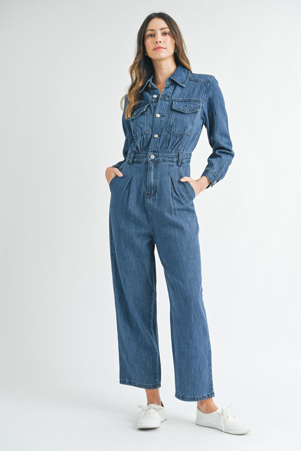 TYASHA LONG SLEEVE DENIM JUMPSUIT