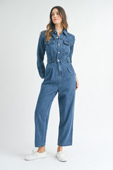 TYASHA LONG SLEEVE DENIM JUMPSUIT