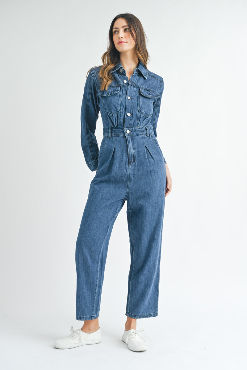 TYASHA LONG SLEEVE DENIM JUMPSUIT