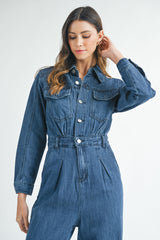 TYASHA LONG SLEEVE DENIM JUMPSUIT