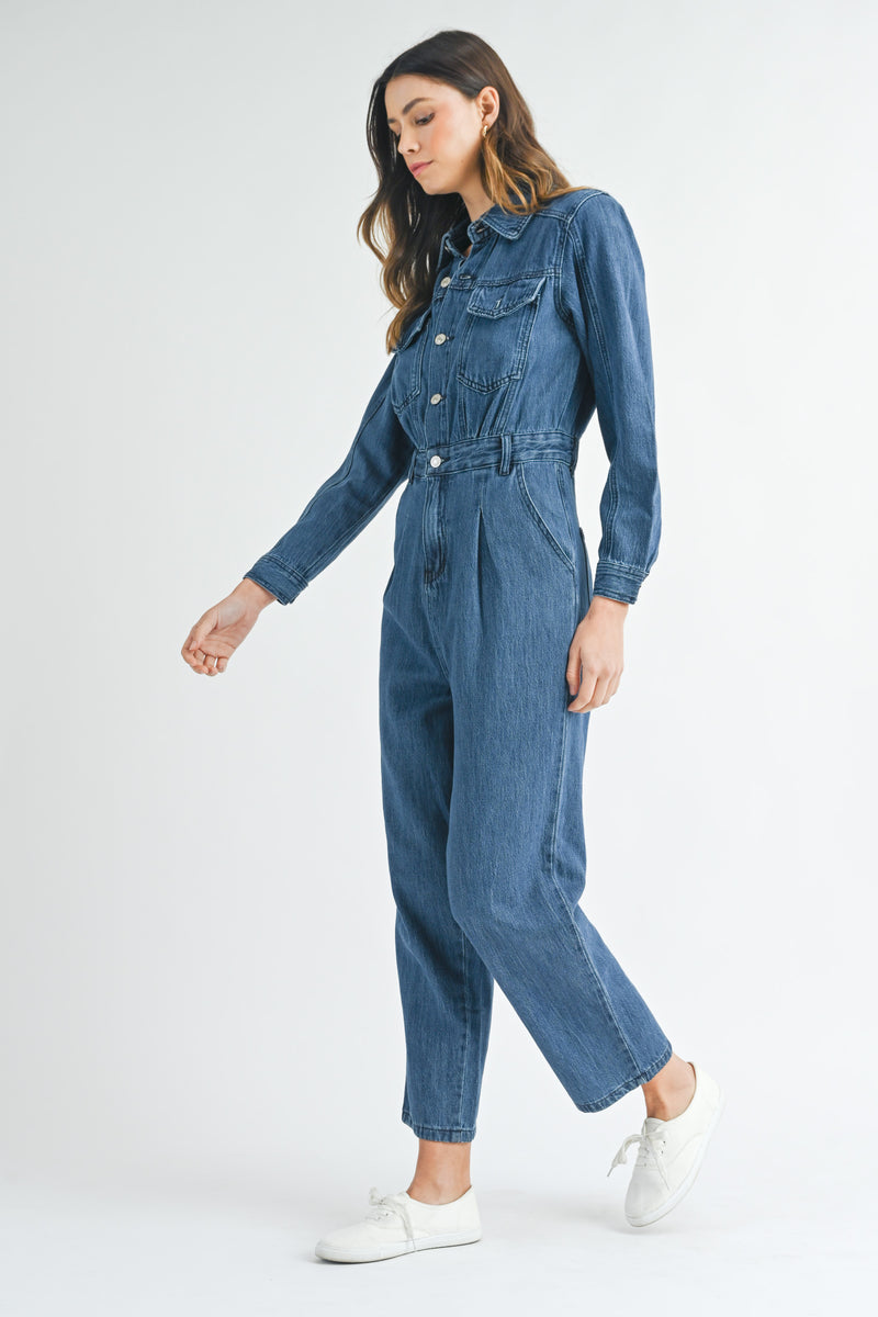 TYASHA LONG SLEEVE DENIM JUMPSUIT