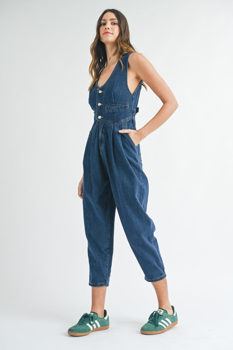 HELENA DENIM VEST JUMPSUIT