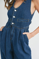 HELENA DENIM VEST JUMPSUIT