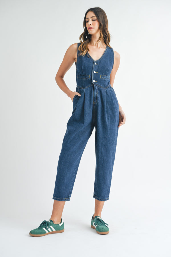 HELENA DENIM VEST JUMPSUIT