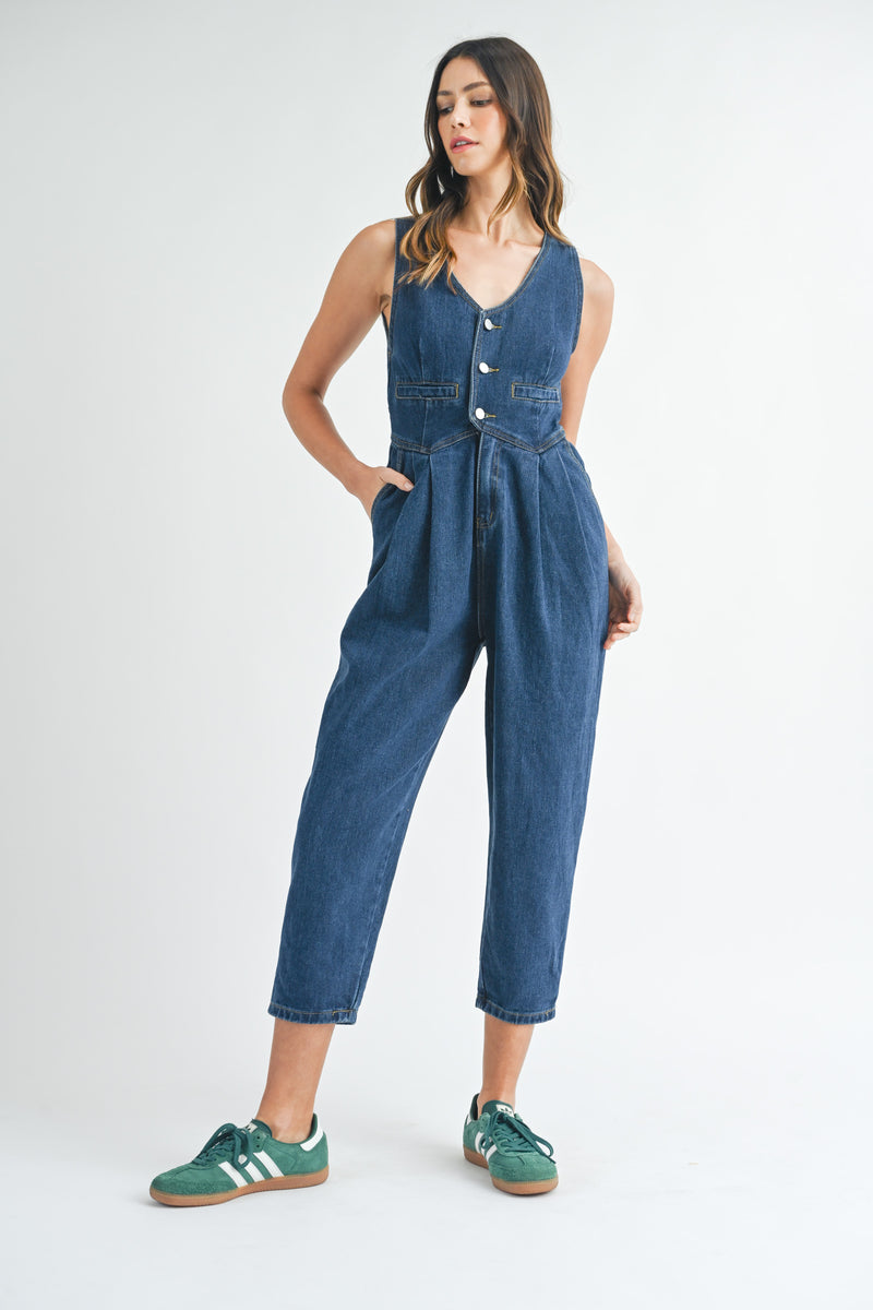 HELENA DENIM VEST JUMPSUIT