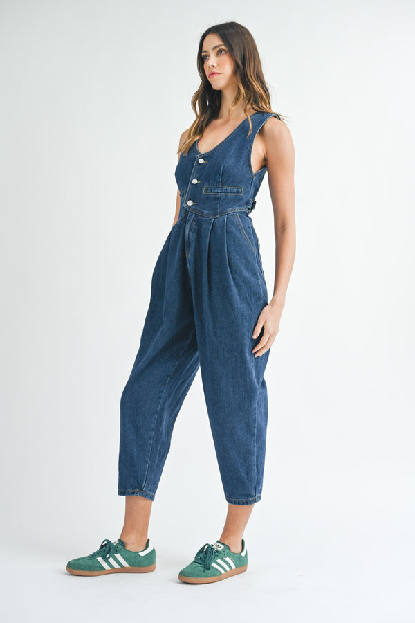 HELENA DENIM VEST JUMPSUIT