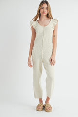 NICKI RUFFLE SLEEVE KNIT JUMPSUIT