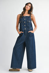 JANICE DENIM BUTTON FRONT OVERALL
