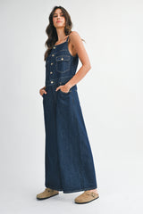 JANICE DENIM BUTTON FRONT OVERALL