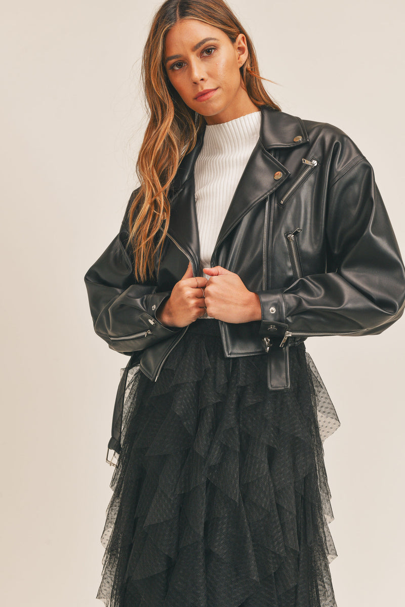 ARLET FAUX LEATHER MOTO JACKET