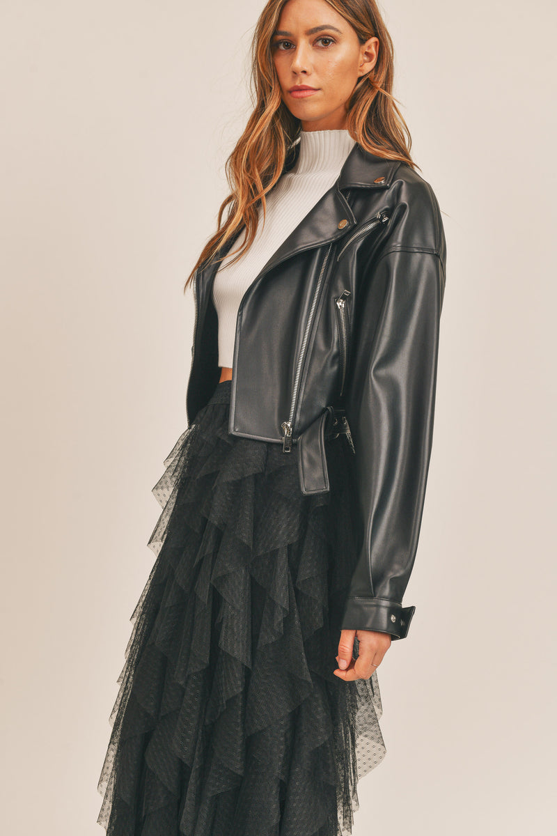 ARLET FAUX LEATHER MOTO JACKET