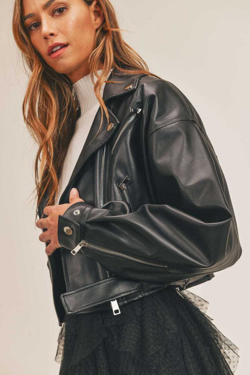 ARLET FAUX LEATHER MOTO JACKET