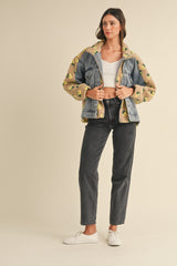 TARA FLORAL SHEARLING DENIM JACKET