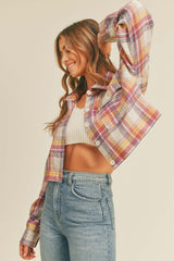 SANDRA FLANNEL CROP SHACKET