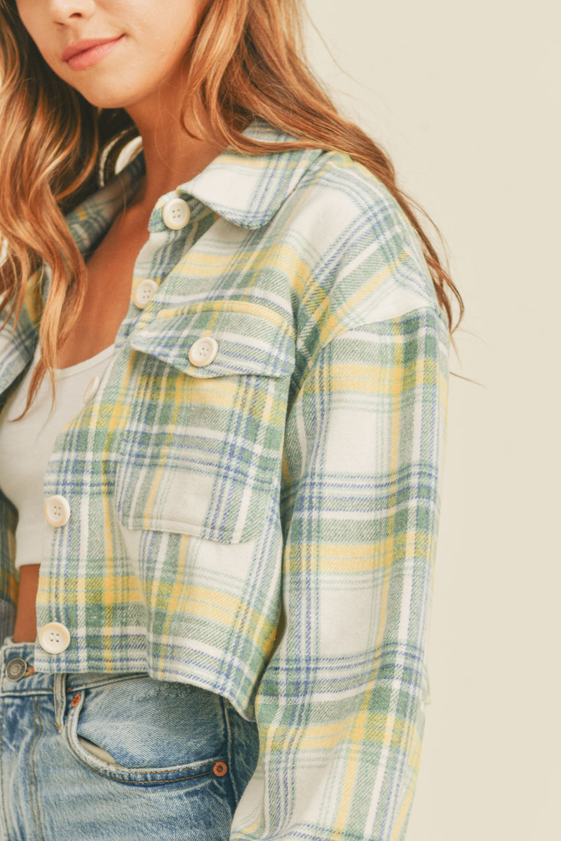 SANDRA FLANNEL CROP SHACKET