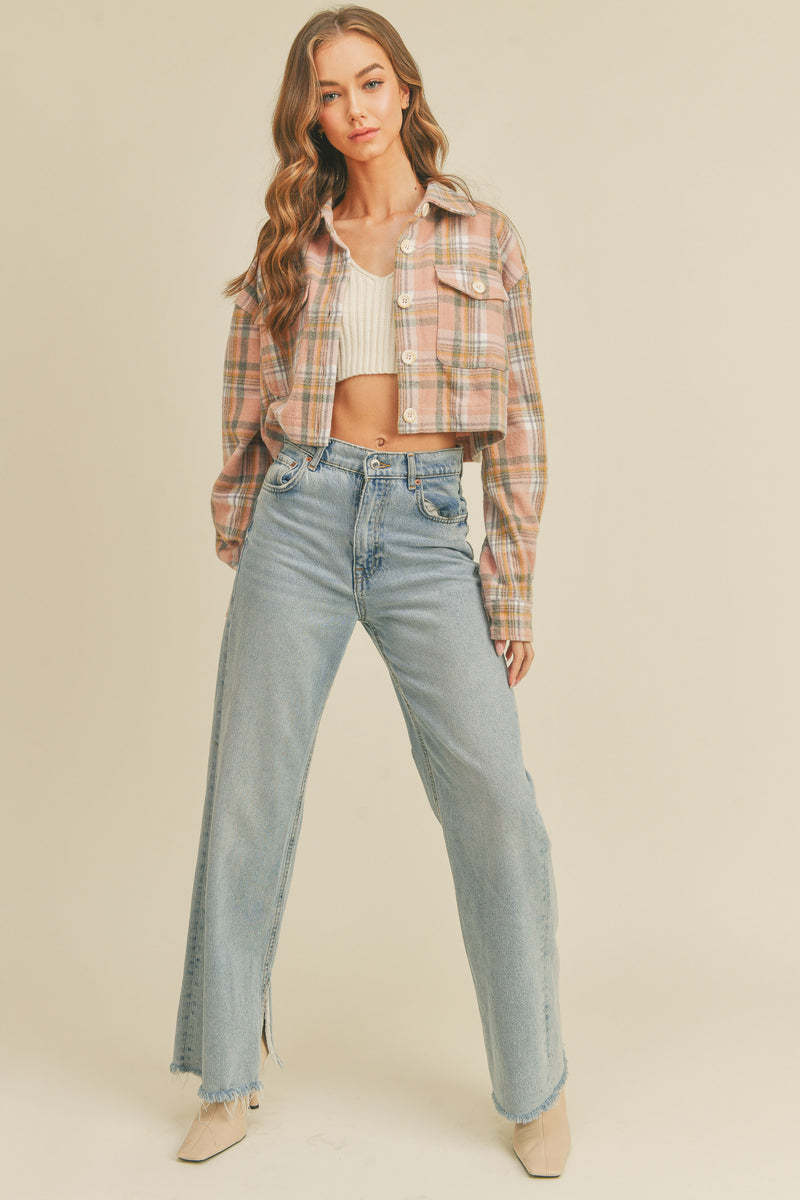NALANI FLANNEL CROP SHACKET – Mable Clothing