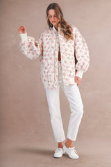 CECELIA FLORAL PRINT OVERSIZED BOMBER JACKET