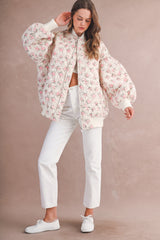 CECELIA FLORAL PRINT OVERSIZED BOMBER JACKET