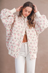 CECELIA FLORAL PRINT OVERSIZED BOMBER JACKET