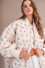CECELIA FLORAL PRINT OVERSIZED BOMBER JACKET