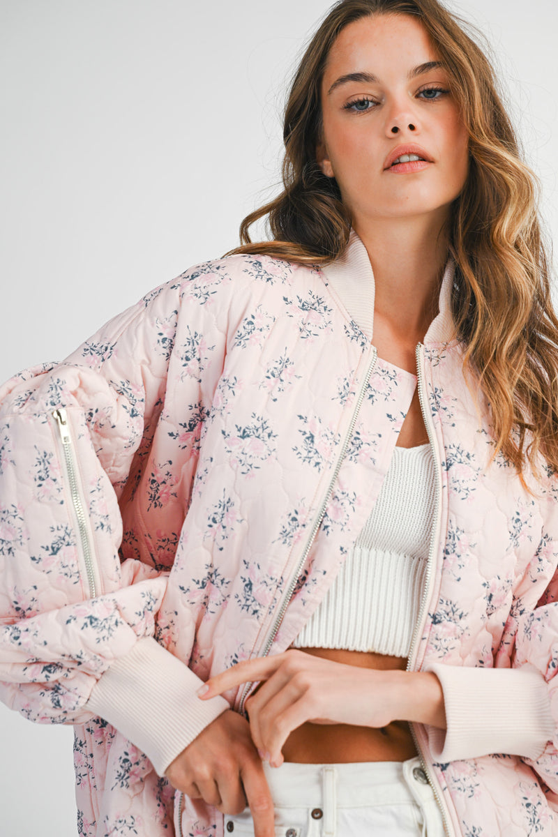 CHARLIE FLORAL QUILTED BOMBER