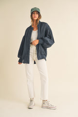 TEREMANA PUFF SLEEVE BOMBER JACKET