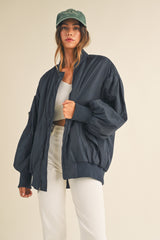 TEREMANA PUFF SLEEVE BOMBER JACKET