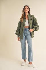 TEREMANA PUFF SLEEVE BOMBER JACKET