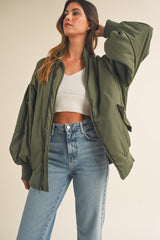 TEREMANA PUFF SLEEVE BOMBER JACKET