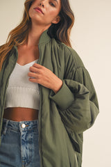 TEREMANA PUFF SLEEVE BOMBER JACKET