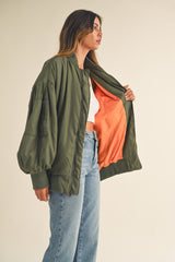 TEREMANA PUFF SLEEVE BOMBER JACKET