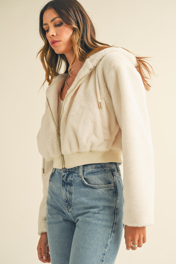 KATIE FAUX FUR HOODIE JACKET