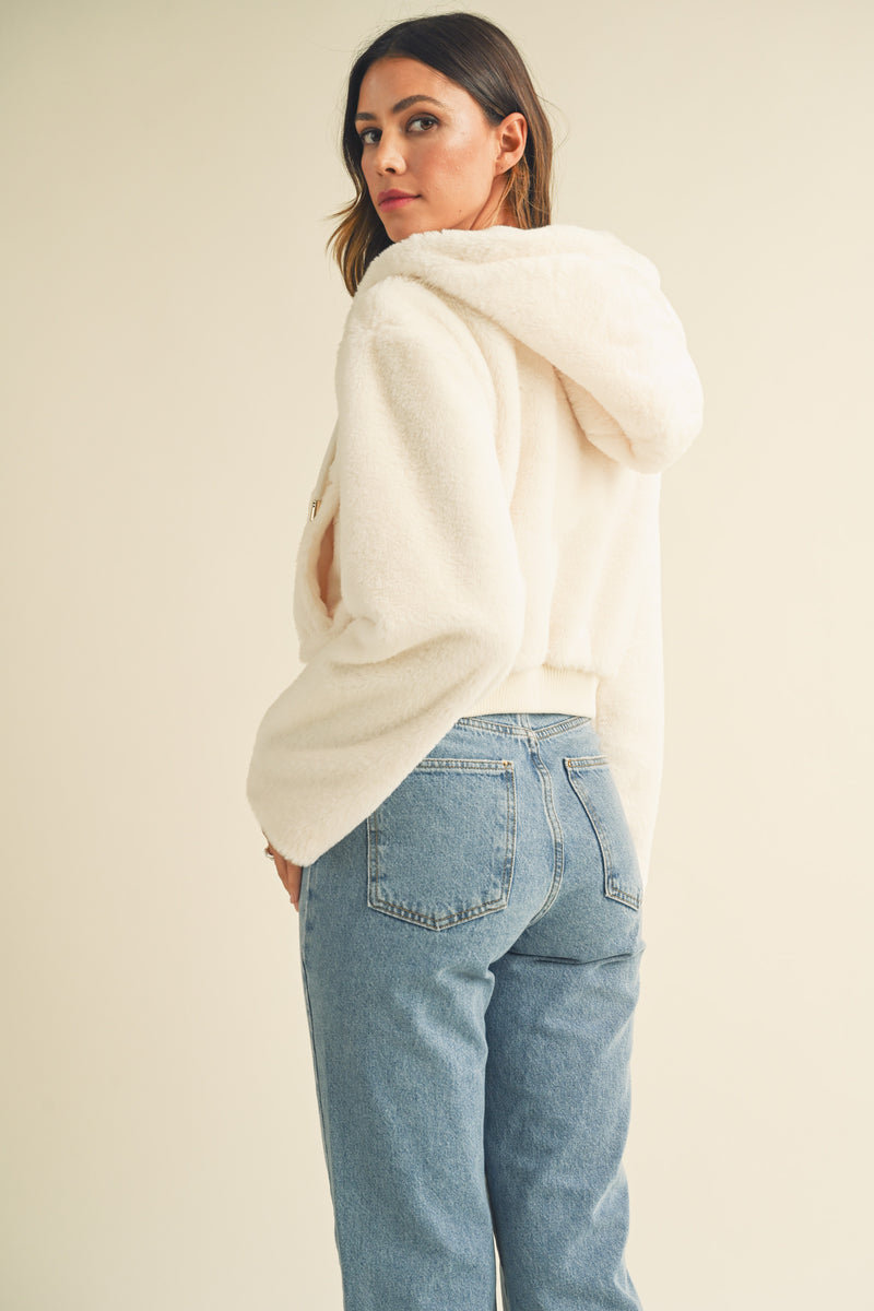 KATIE FAUX FUR HOODIE JACKET