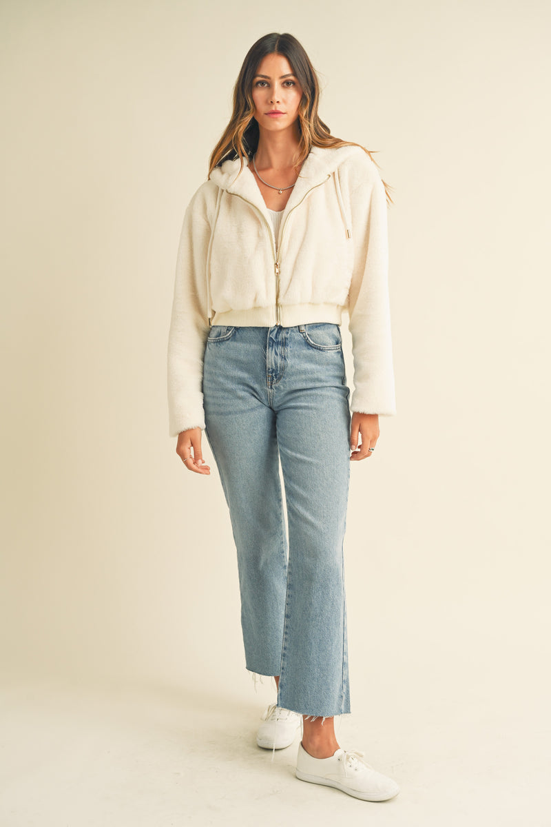 KATIE FAUX FUR HOODIE JACKET