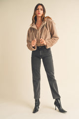 KATIE FAUX FUR HOODIE JACKET