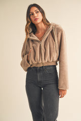 KATIE FAUX FUR HOODIE JACKET