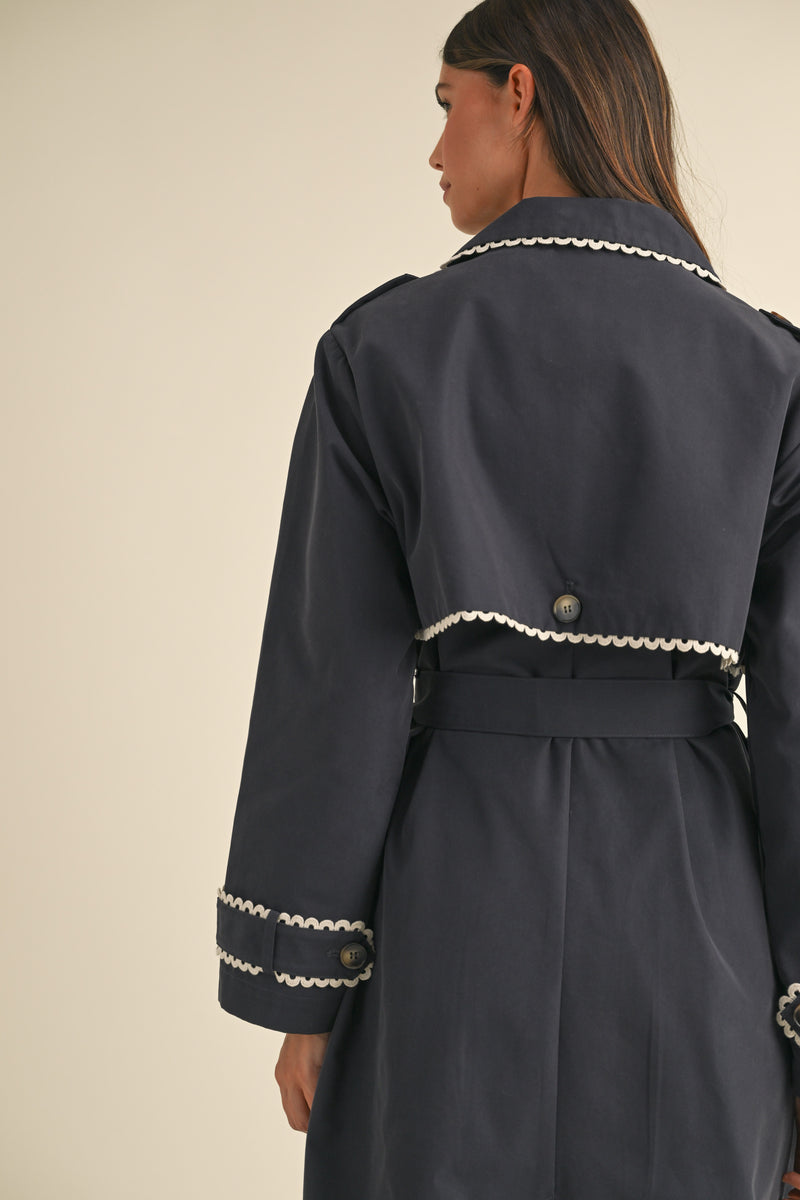 VESPER LACE TRIM DETAIL TRENCH COAT