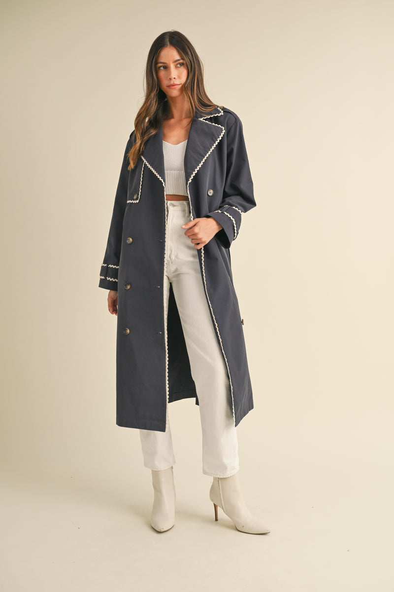 VESPER LACE TRIM DETAIL TRENCH COAT