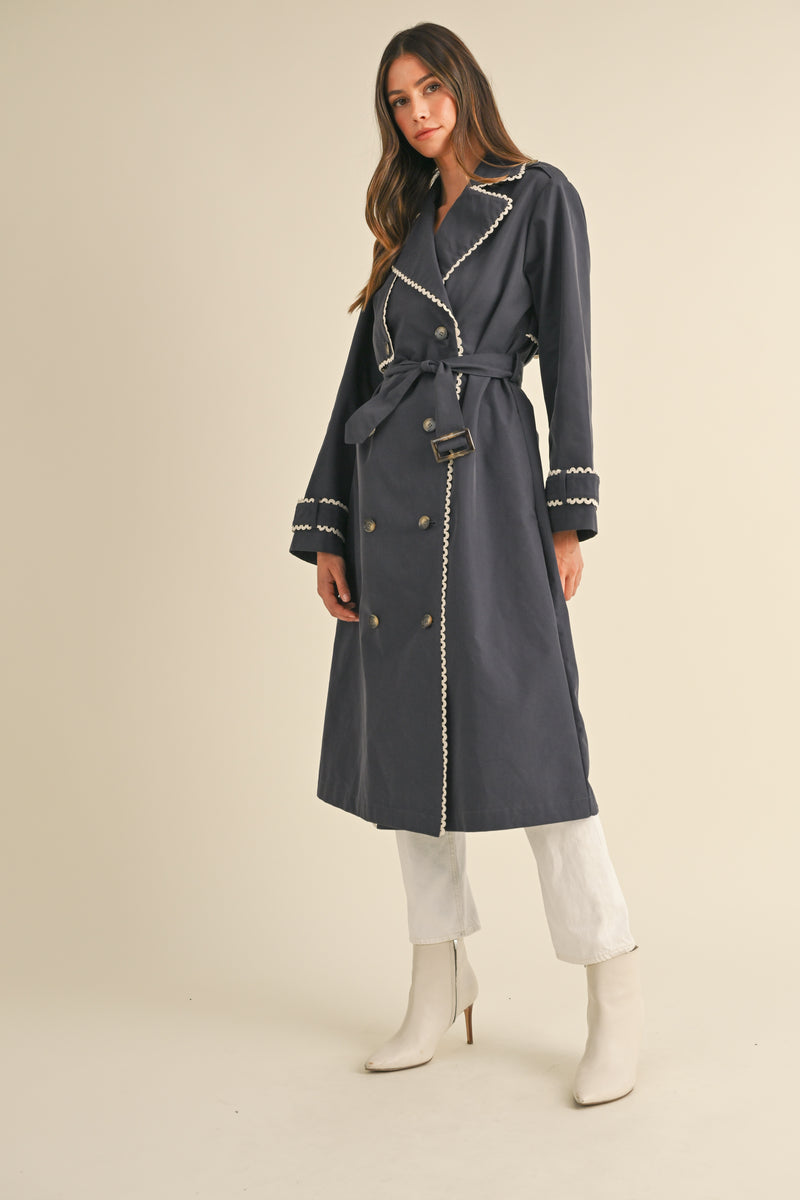 VESPER LACE TRIM DETAIL TRENCH COAT