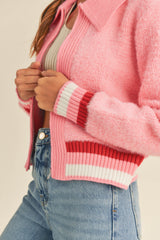 OTTOLINE FUZZY ZIP UP KNIT JACKET