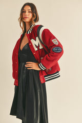 LEXIE BOMBER VARSITY JACKET W/ PATCHES