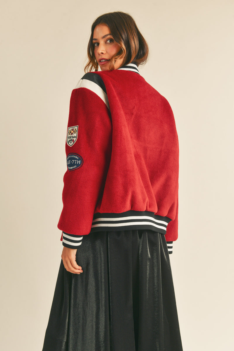 LEXIE BOMBER VARSITY JACKET W/ PATCHES