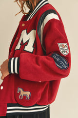 LEXIE BOMBER VARSITY JACKET W/ PATCHES
