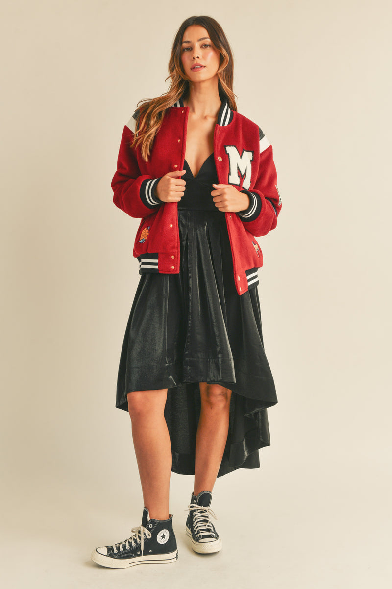 LEXIE BOMBER VARSITY JACKET W/ PATCHES