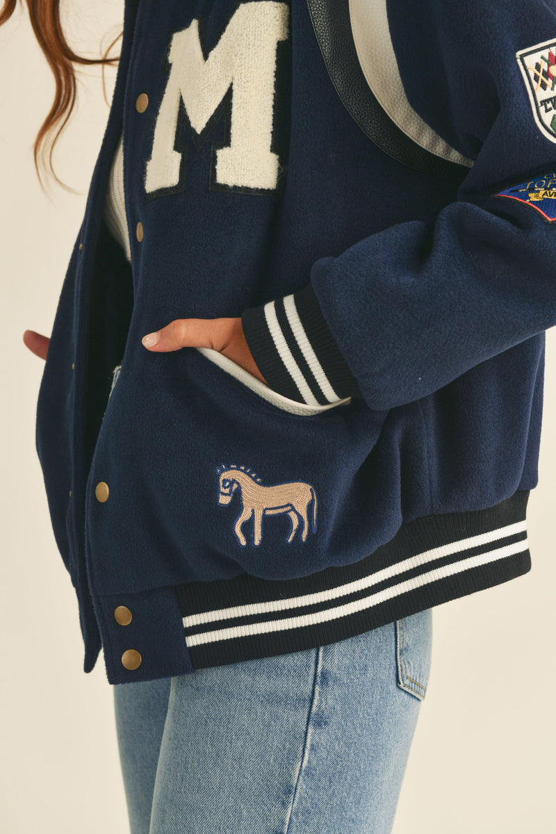 LEXIE BOMBER VARSITY JACKET W/ PATCHES