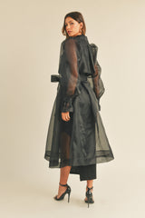 AILLISH ORGANZA PUFF SLEEVE SHEER TRENCH COAT