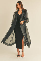AILLISH ORGANZA PUFF SLEEVE SHEER TRENCH COAT