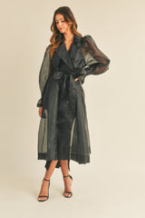 AILLISH ORGANZA PUFF SLEEVE SHEER TRENCH COAT