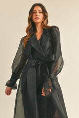 AILLISH ORGANZA PUFF SLEEVE SHEER TRENCH COAT