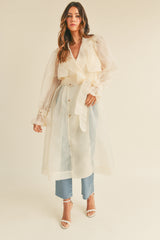 RHYAN ORGANZA PUFF SLEEVE SHEER TRENCH COAT